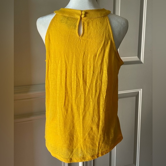 Joie Halter Neck Yellow Tank Top Shirt Size Medium 100% Linen - Picture 3 of 4
